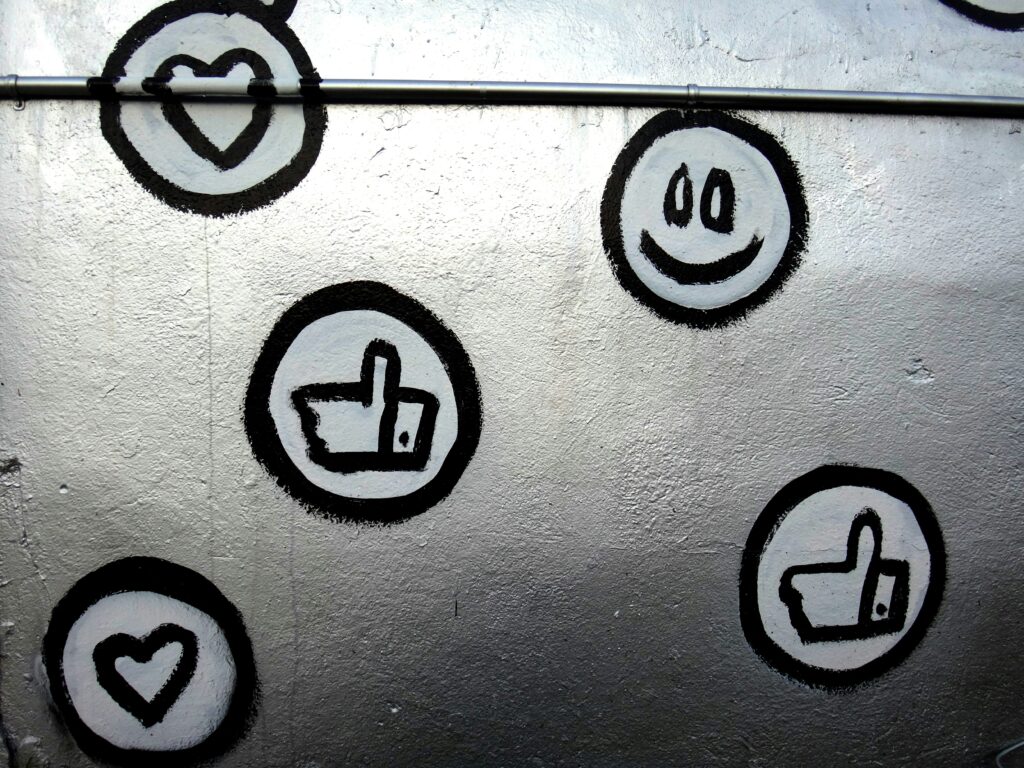 Graffiti of various social media icons on wall